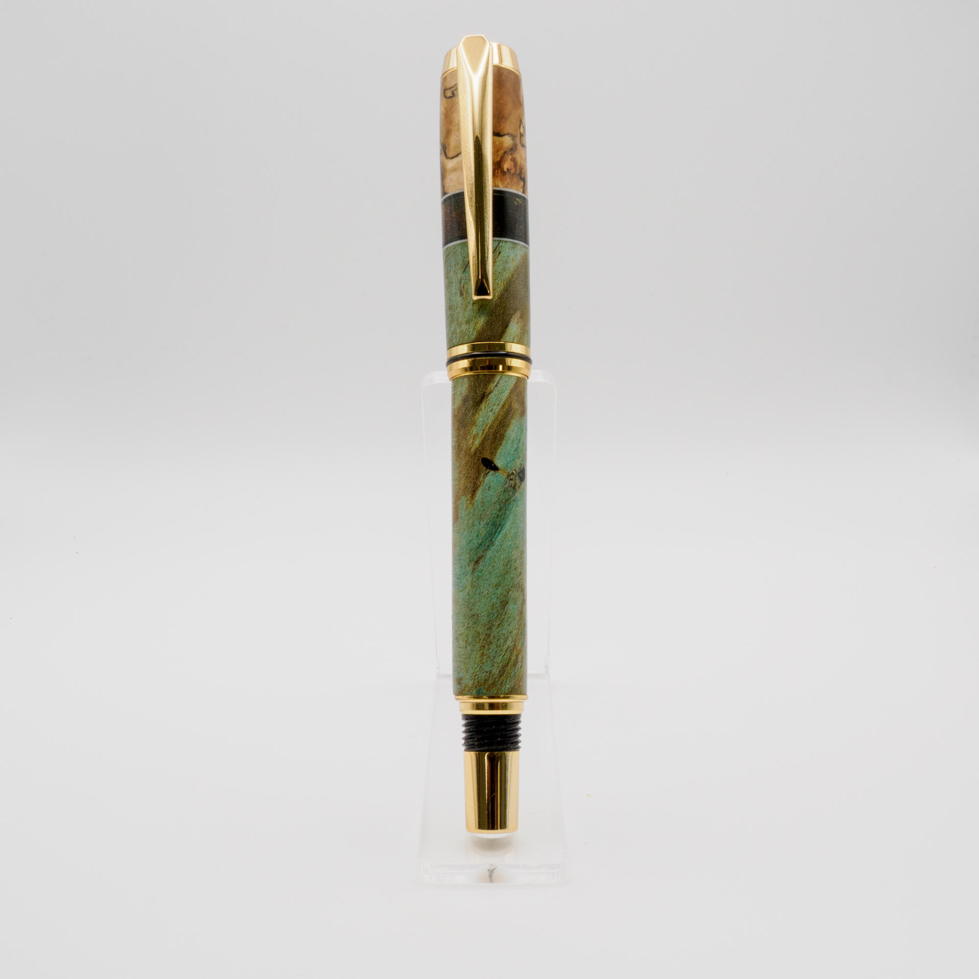 Poplar, Maple Burl & Padauk Segmented Rollerball Pen